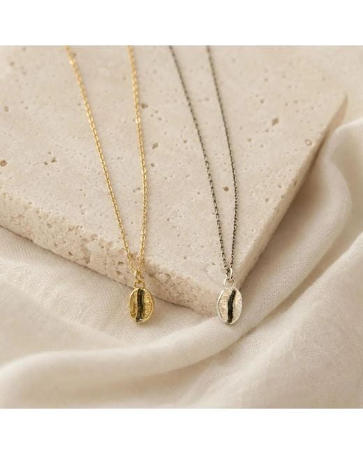 Mother Nature Jewelry Metallic Coffee Bean Necklace, Handmade Minimalist Pendant