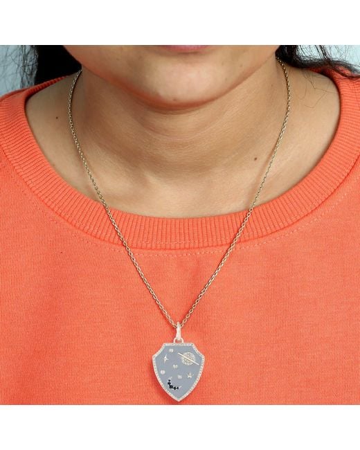 Artisan Metallic 14K Sapphire, Enamel & Diamond Space Pendant