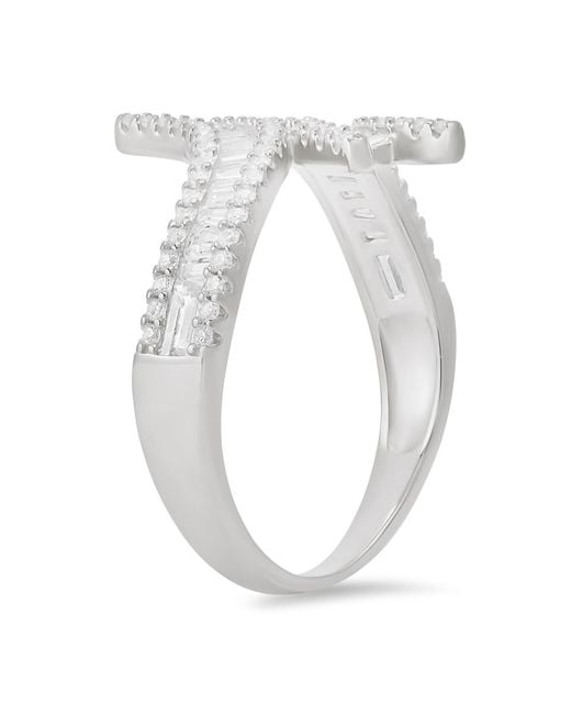 Kylie Harper Metallic Sterling Diamond Cz Bypass Statement Ring