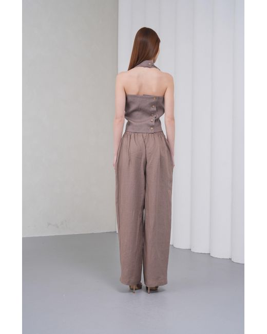 Lumina Eligma Brown The Wrapline Linen Trouser