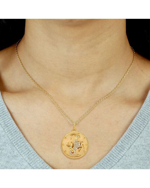 Artisan Metallic Diamond Capricorn Zodiac Medallion Pendant