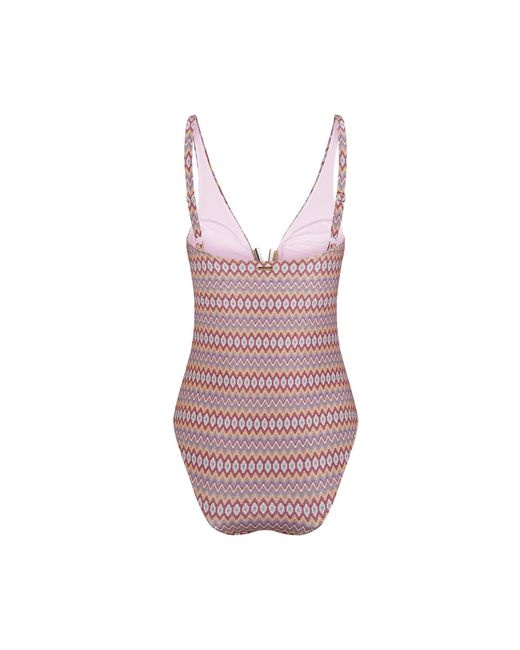 Aqva Swimwear Brown Geometric Print Aiguablava One-Piece Swimsuit