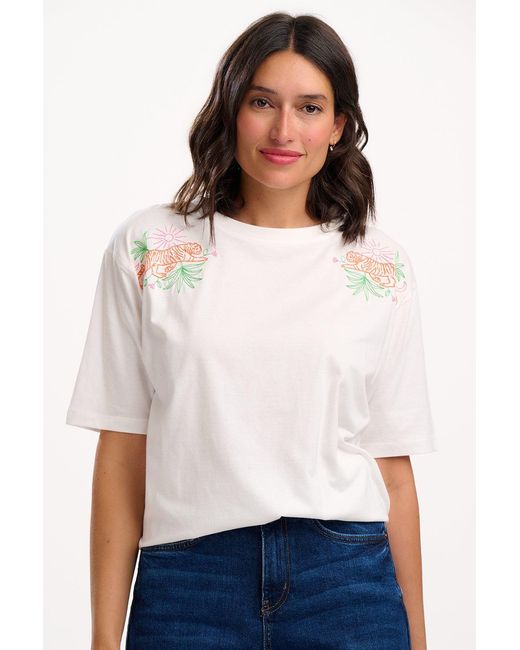 Sugarhill White Kinsley Relaxed T-Shirt Off, Tropic Tiger