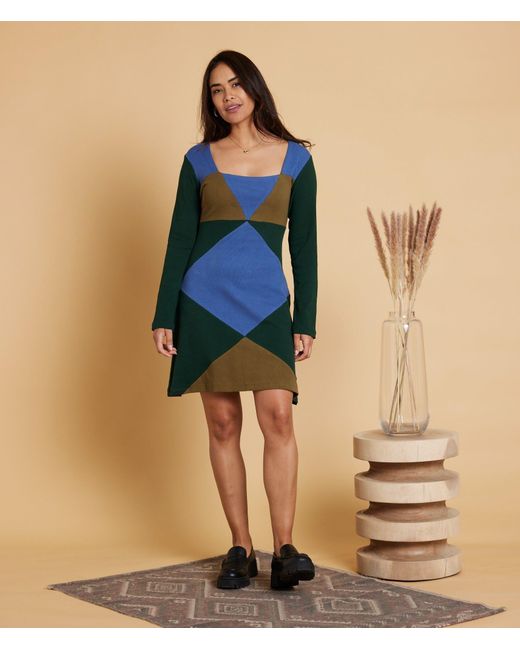 Known Supply Blue Colorblock Lightweight Sweater Dress