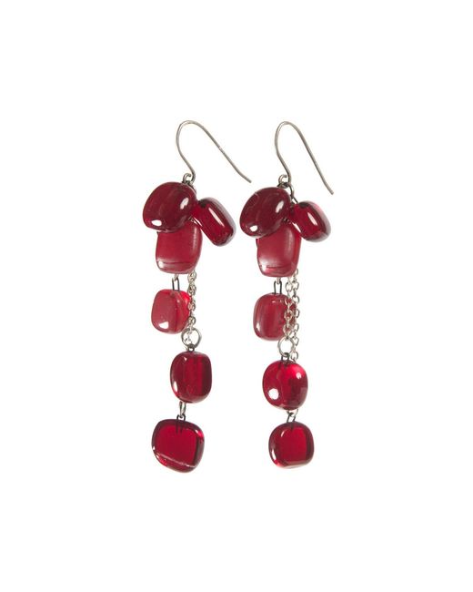 Laura Daili Red Ruby Light Glass Cluster Earrings