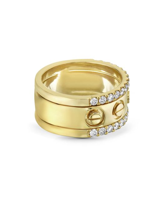 Artisan Metallic 18k Yellow Gold & Natural Diamond In Vintage Cartier Mini Love Band Ring