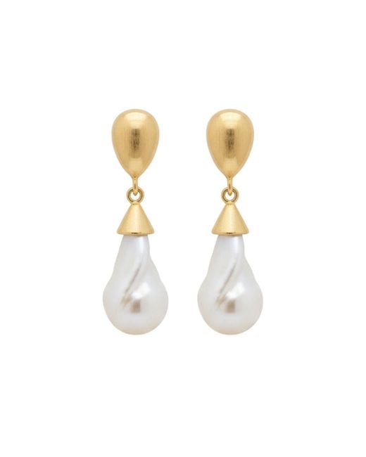 LINYA JEWELLERY Metallic Depi Big Baroque Pearl Earrings
