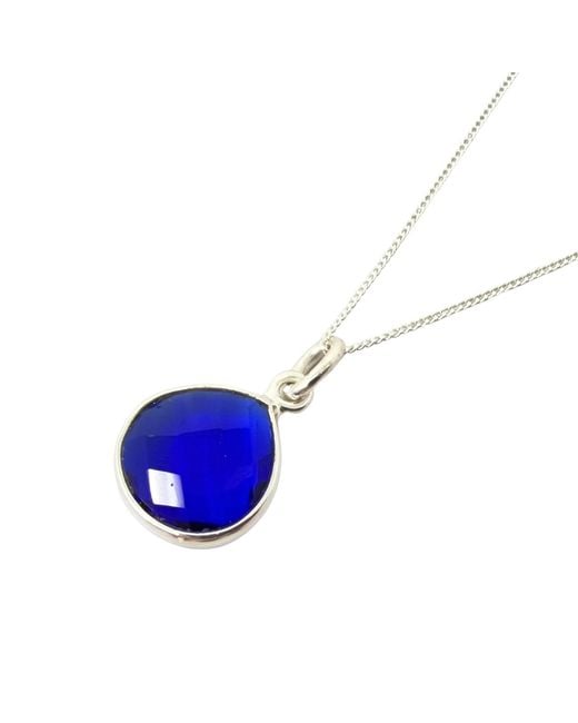 Harfi Blue Sapphire September Birthstone Shiny Sterling Charm Necklace