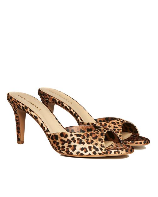 Ginissima Metallic Vicky Satin Clogs, Round Toe, Animal Print