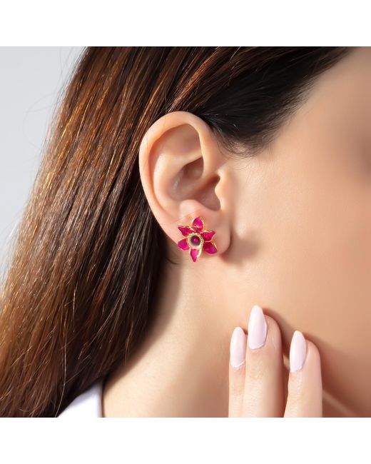 Milou Jewelry Pink Raspberry Daffodil Flower Earrings