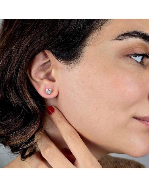 Harfi Blue Diamond Heart April Birthstone Stud Earrings
