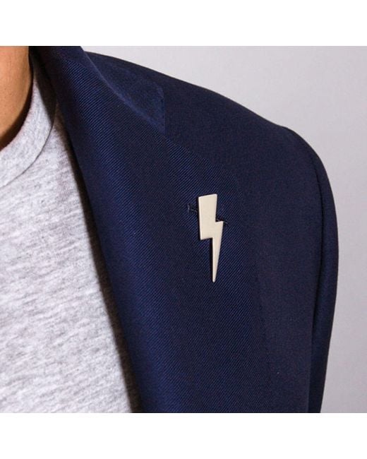Edge Only Metallic Flat Top Lightning Bolt Pin Sterling for men