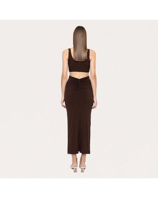 Nissa Brown Cut-Out Jersey Midi Dress