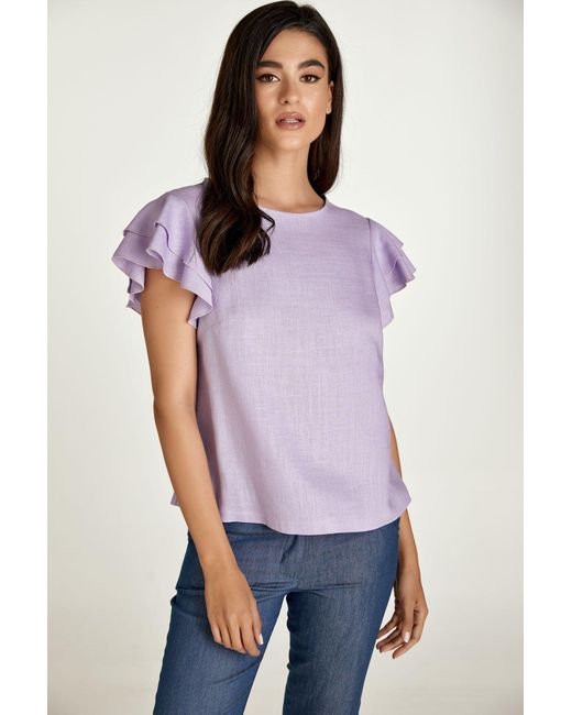 Conquista Purple Frill Detail Lilac Top
