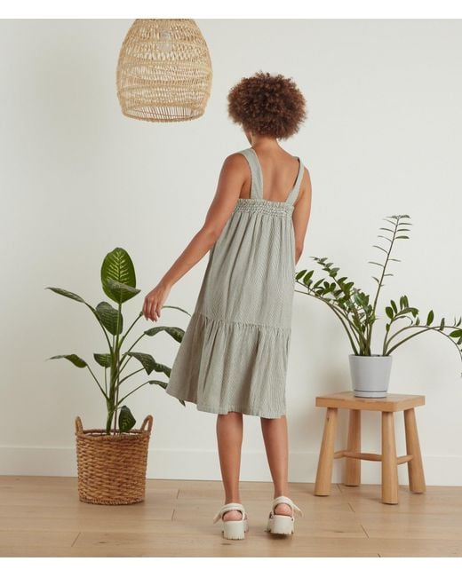 Known Supply Gray Tiered Pinstripe Dress
