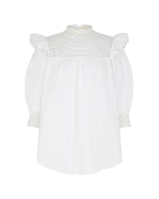 Lisa The Label White Le Jardin Tiger Lily Blouse