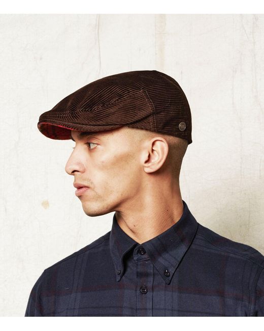 Dasmarca Hats Brown Dylan Italian Cord Flat Cap for men