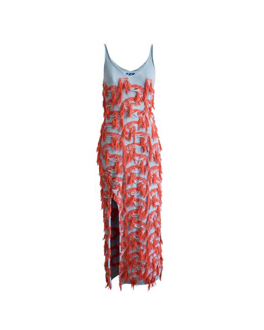 Ccy Currency Red Cotton Fringe Dress