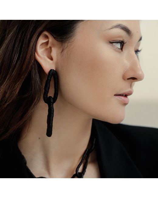 WAIWAI Black Double Link Earrings