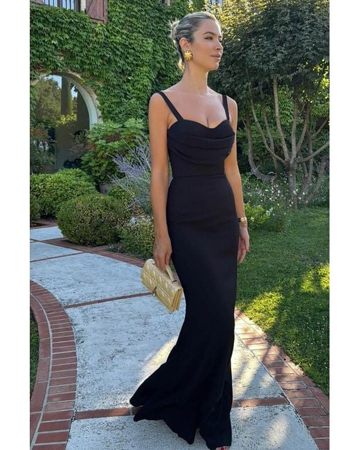 POST MERIDIEM Black Maxi Dress With Gathered Bodice
