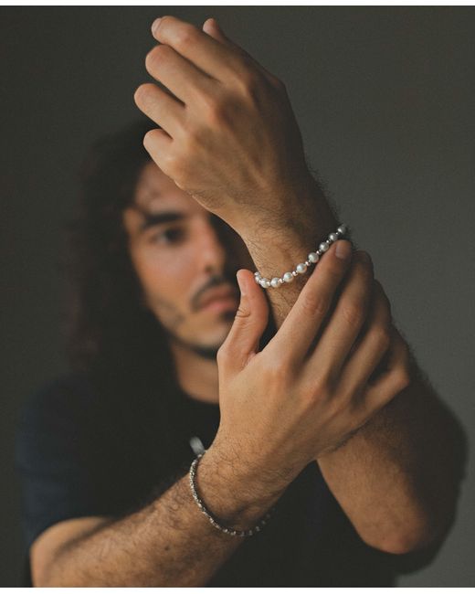 NAiiA White Berlin Pearl And Sterling Silver Bracelet for men