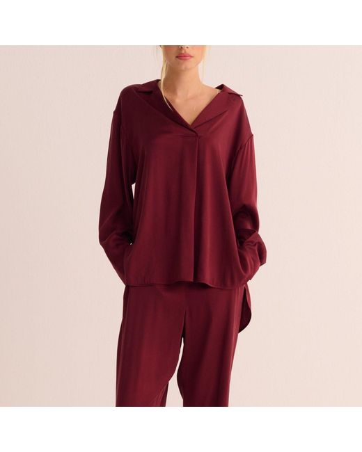Mamu Dream Purple Merlot Washable Organic Stretch Silk Retro Shirt