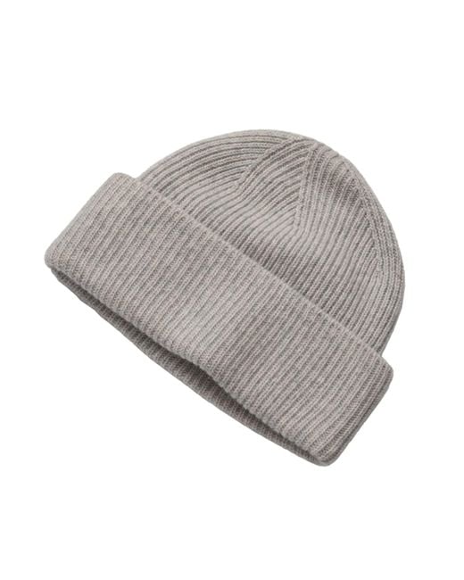 Cove Gray Cashmere Ribbed Beanie