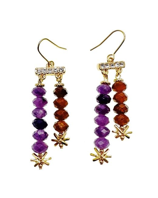 Farra Multicolor Amethyst And Garnet Tassel Earrings
