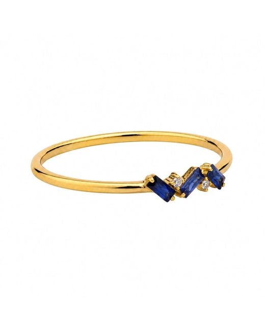 Belinda Jewelz Blue Sapphire Triple Baguette Birthstone Ring