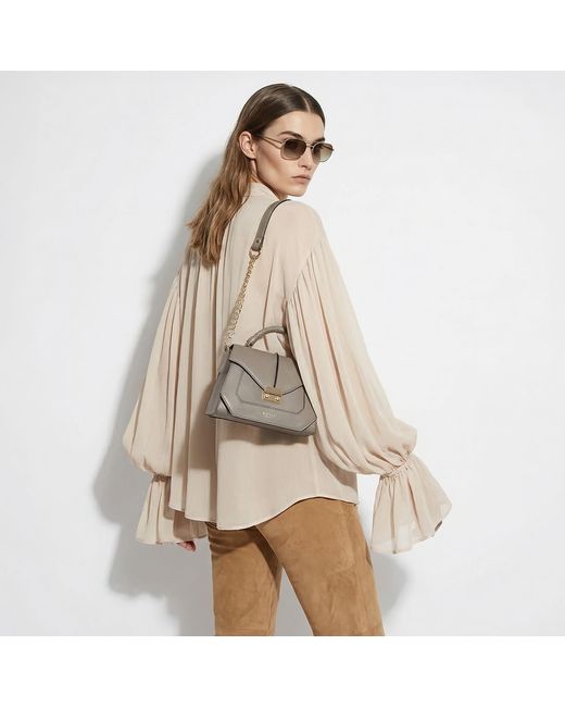 BELYSA Gray Flore, Leather Shoulder Bag