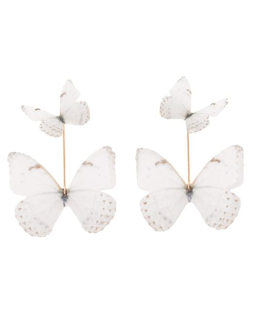 Oana Savu White Silk Butterfly Earrings Ethereal Bridal Wedding Day Butterfly Jewelry Accessories