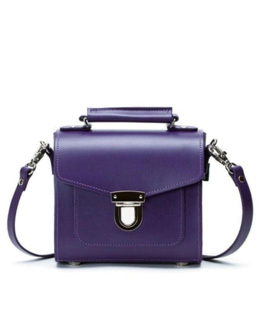 Zatchels Blue Handmade Leather Crossbody Sugarcube Plus
