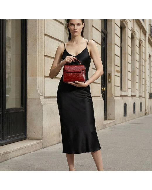 Sibylla Delphica Red Top Handle Leather Bag
