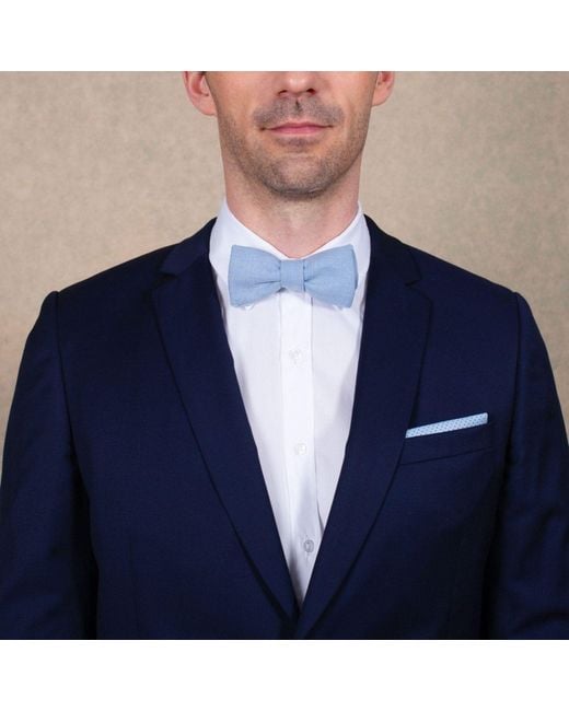 LE COLONEL Blue Arctic Italian Wool Bow Tie for men