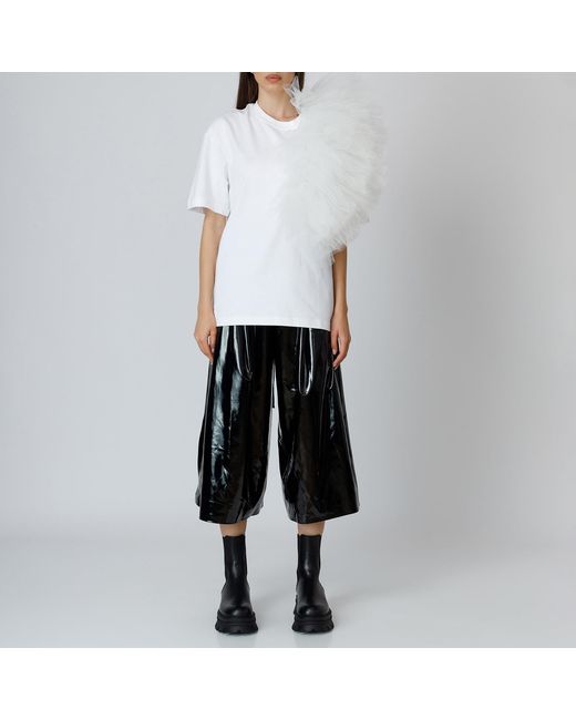LIA ARAM White Off- Edgy Ruffle Appliqué Tee