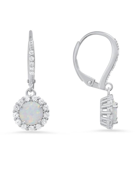 Kylie Harper White Opal Halo Leverback Earrings
