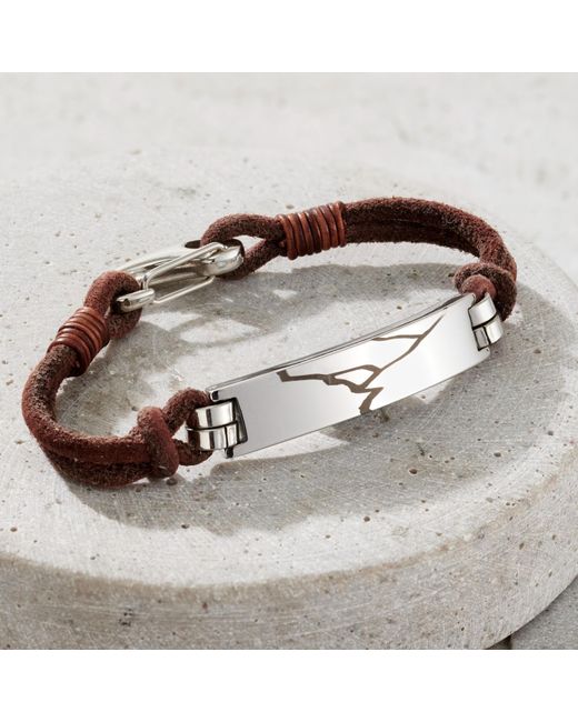 Posh Totty Designs Brown Leather Cord Kintsugi Bracelet for men