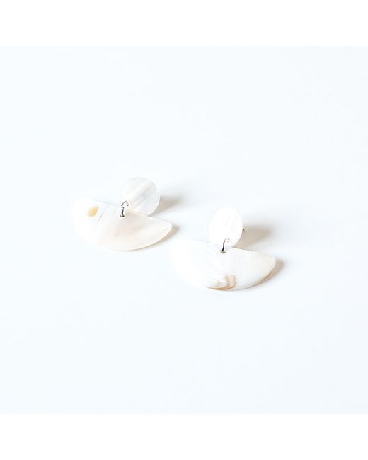 LIKHÂ White Mother-Of-Pearl Geometric Earrings Coin Half Moon Pearl