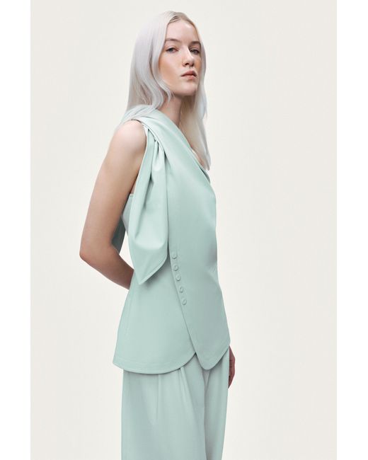 Nocturne Blue Shoulder Tie Blouse
