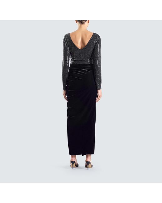 Meem Label Black Garbo Sequin And Velvet Dress
