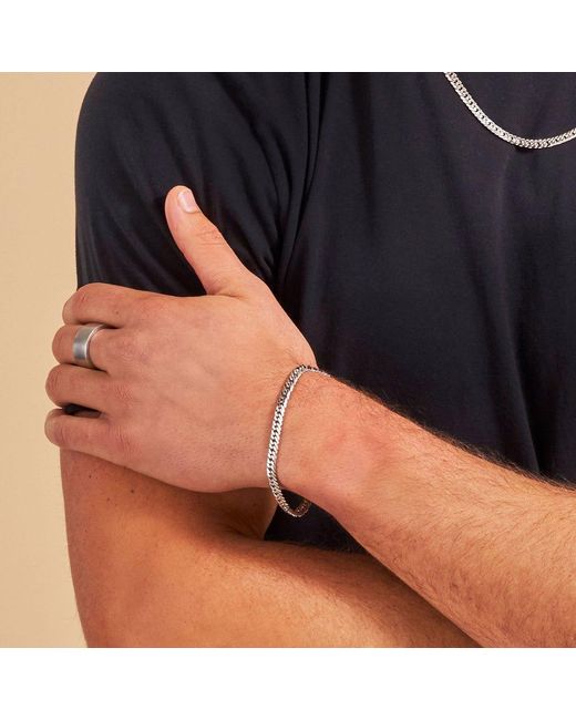7879 Metallic Platinum Diamond Cut Double Curb Chain Bracelet