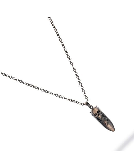 Ebru Jewelry Metallic Skull Fang Sterling Necklace for men