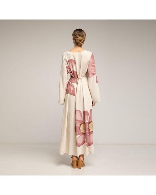 Tantra Spain Sl Pink Long Floral Dress With Square Neckline And Straps
