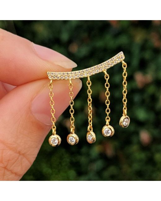 KAMARIA Metallic Cleo Ear Crawler Earrings With Crystal Drops