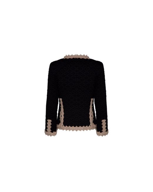 The Extreme Collection Black Neutrals Raised Embroidery Knit Jacket Paola