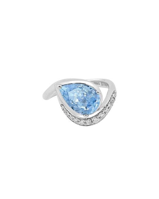 Arte Madrid Blue Sierra Pavé Contour Pear-Shaped Solitaire Ring