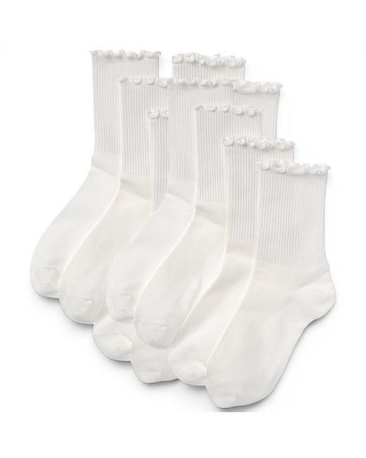 HIGH HEEL JUNGLE by KATHRYN EISMAN White Premium Cotton Frill Edge Socks