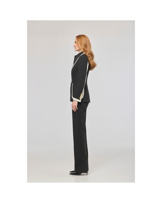 The Extreme Collection Black Blazer With Contrast Piping Laurent