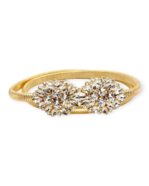 DAMAPREZIOSA Metallic Victoria Stretchy Golden Metal Mesh Belt With Jeweled Buckle