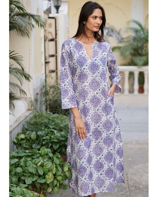 La Mandarine Blue Kaftan, Beach Dress, Kaftan Dress, Beach Kaftan, Luxury Beach Cover-Up